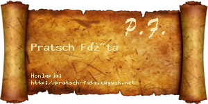 Pratsch Fáta névjegykártya